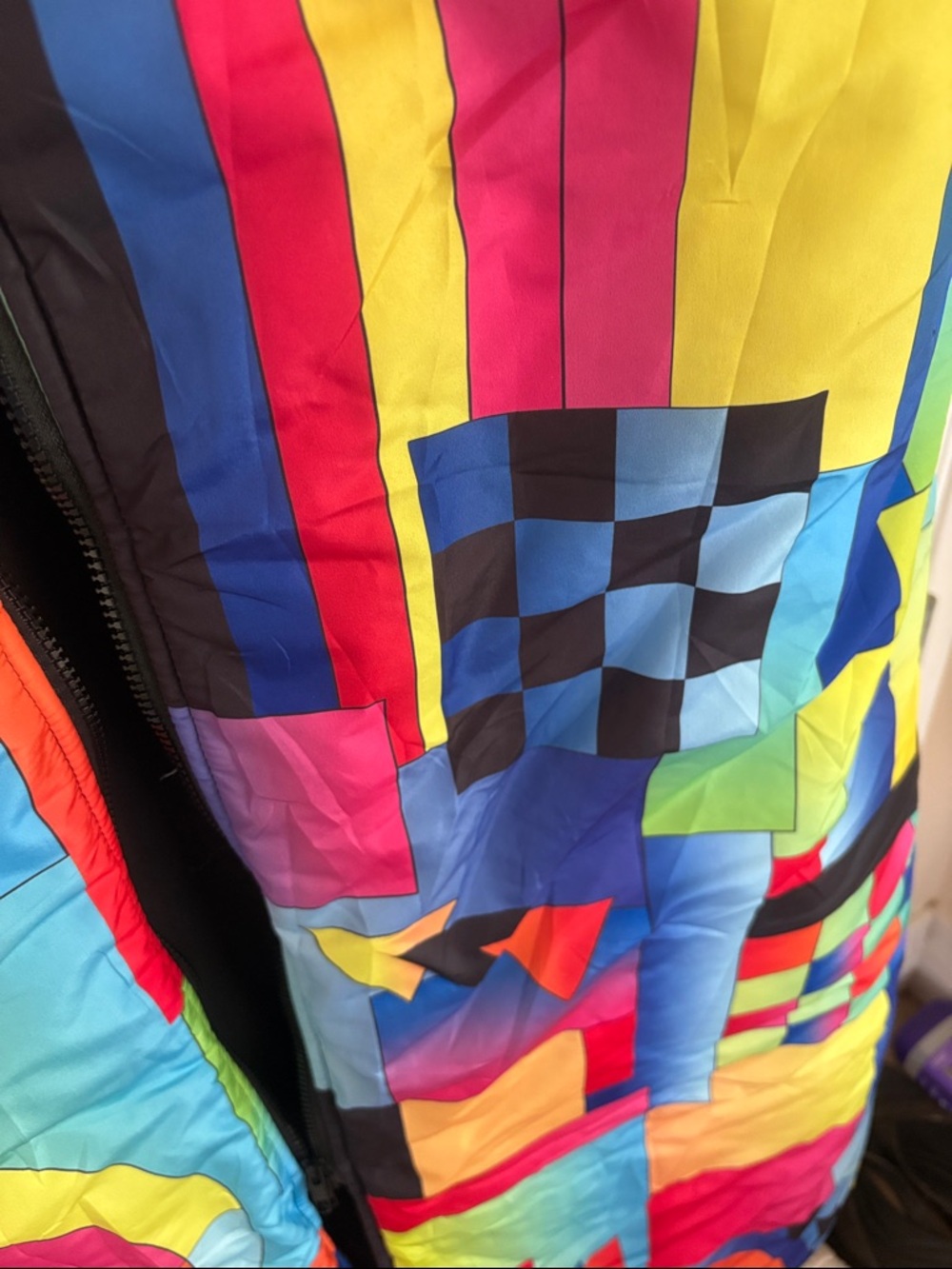Groovy Colorful Geometric Maxi puffer vest Dress new - Picture 6 of 8
